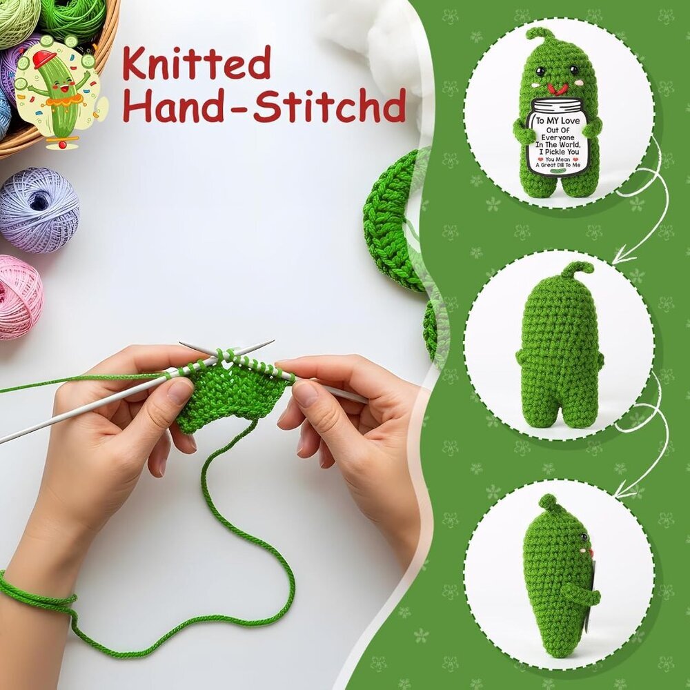 Handmade Crochet Pickle Gifts for Him Her Boyfriend Girlfriend Cute Décor Green - Picture 4 of 6